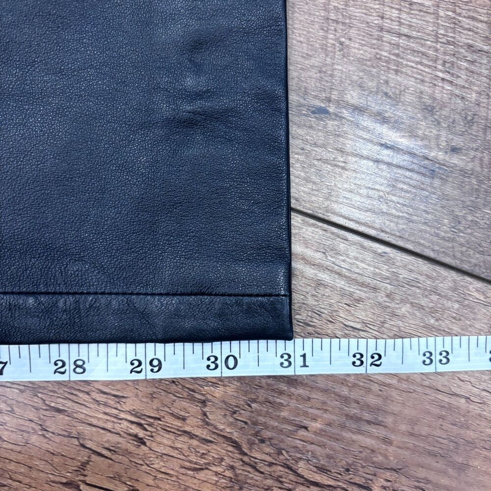 VTG Armani Collezioni 100% Leather Straight Pants Black EUC Size 6 Italy Made - Picture 9 of 10